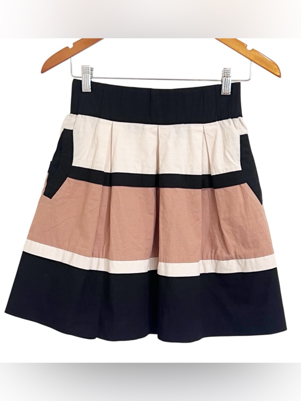 EUC Anthropologie HD in Paris Striped Colorblock Veldt Mini Skirt